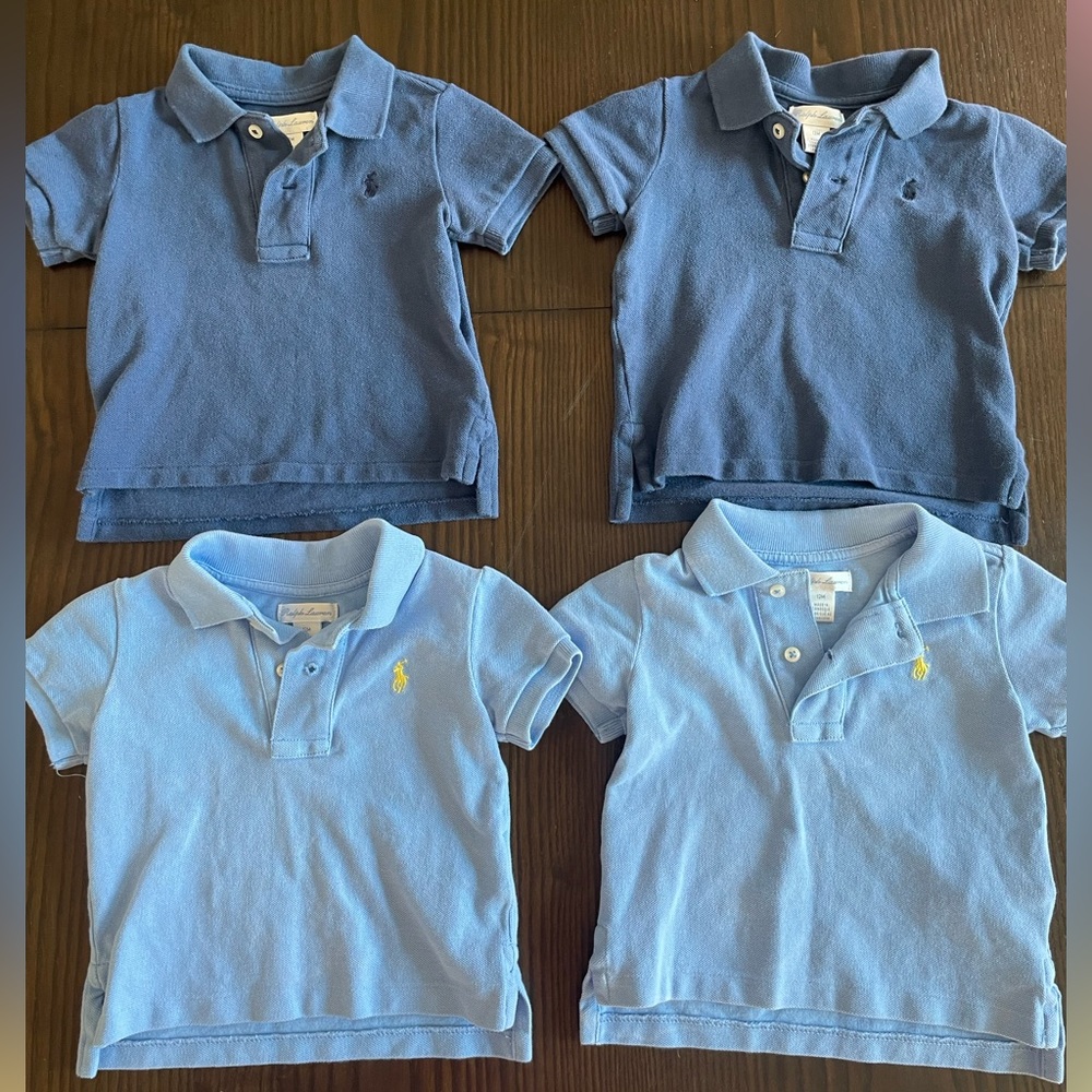 Bundle of 4 Ralph Lauren Polo shirts - twin boys! 12M